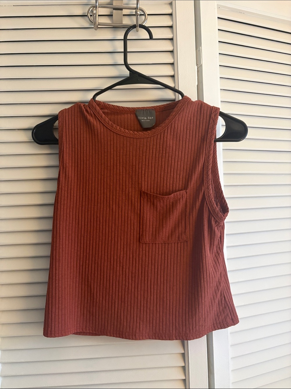 Olivia Rae Ribbed Pocket Tank in Rust